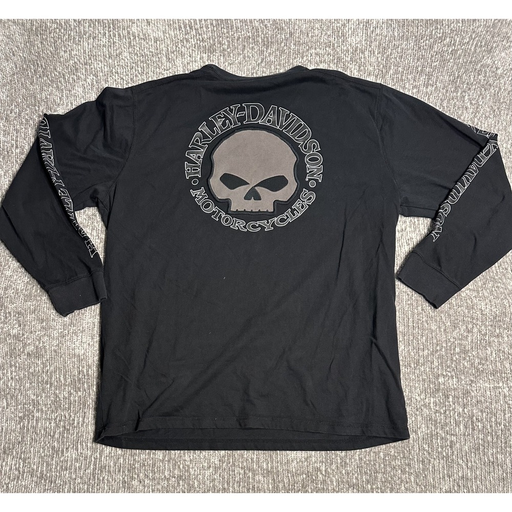 Harley Davidson Willie G Skull Shirt Mens 2XL Black Long Sleeve MotorClothes